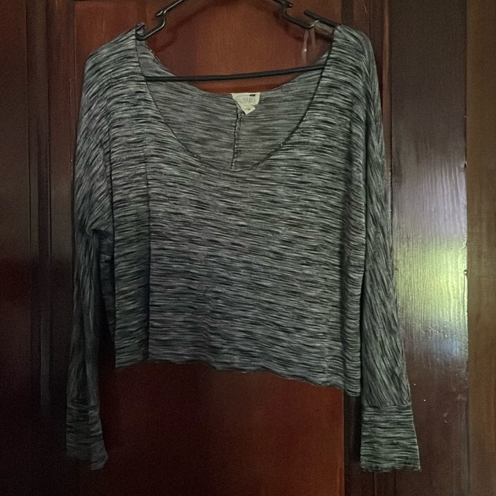 LA Hearts, medium gray off shoulder top